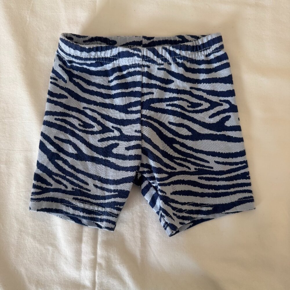 Carter's 12 months girls blue zebra legging shorts
